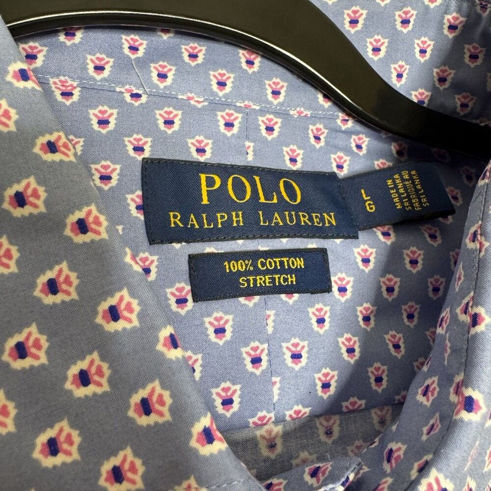 NWT Polo Ralph Lauren Men’s Blue Floral Print L Long‎ Sleeve Button Down Shirt - Picture 7 of 9
